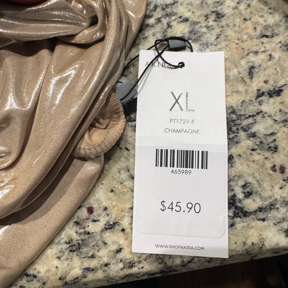 AKIRA Metallic Champagne Wide Leg Pants XL NWT Disco Festival Party Pants - Picture 4 of 4